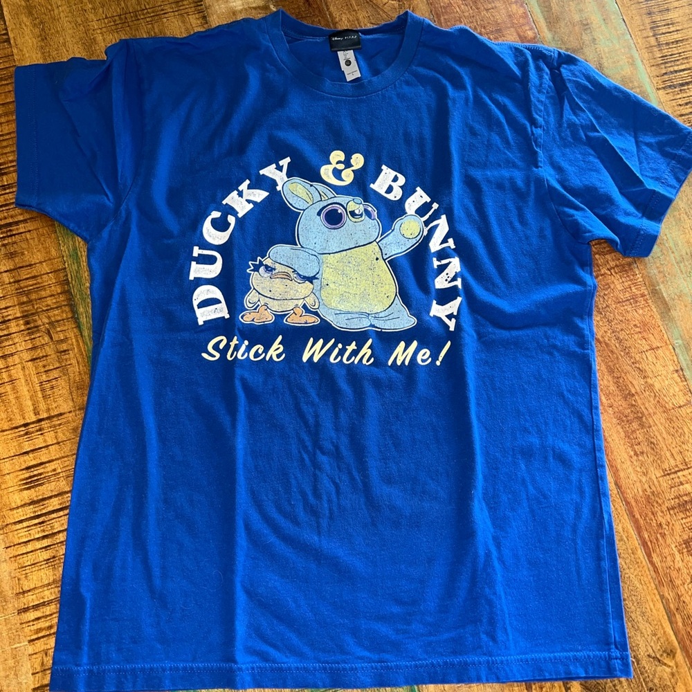 Disney Pixar Ducky & Bunny royal blue graphic t-shirt. Size Large. EUC